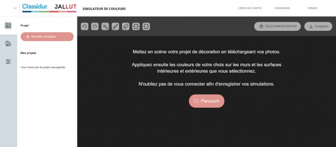 Page d'accueil du Simulateur de Couleur Classidur Jallut